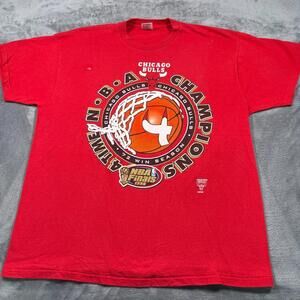 1996 Chicago Bulls 4 Time  Finals Champions T-Shirt Mens X- Red